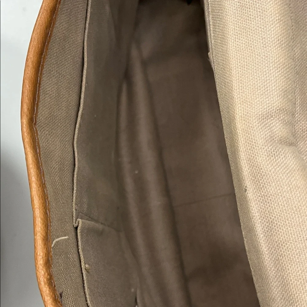 Fossil Cognac Brown Leather Messenger Bag with Brass Hardware